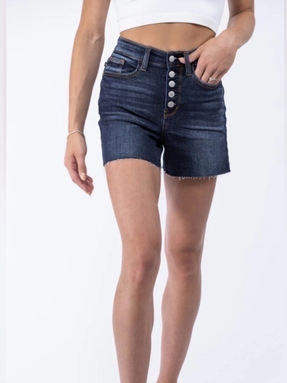 Judy Blue Always There For You High-Rise Denim Shorts Button Fly Size 1XL